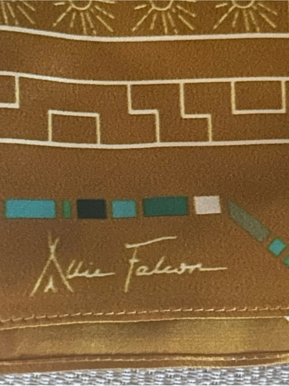 Southwestern -inspired Allie Falcon silk wild rag scarf!